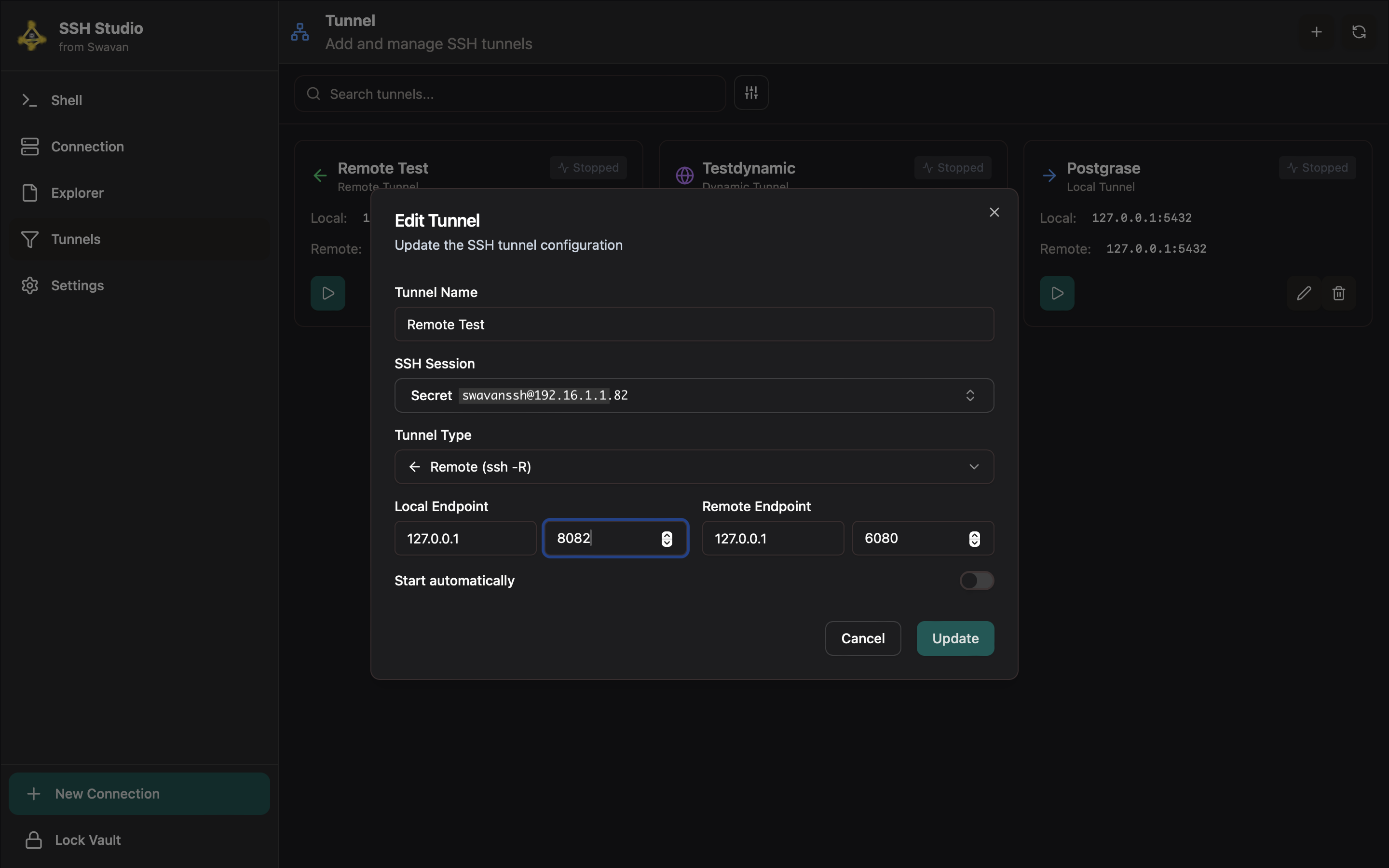 Remote Tunnel Configuration