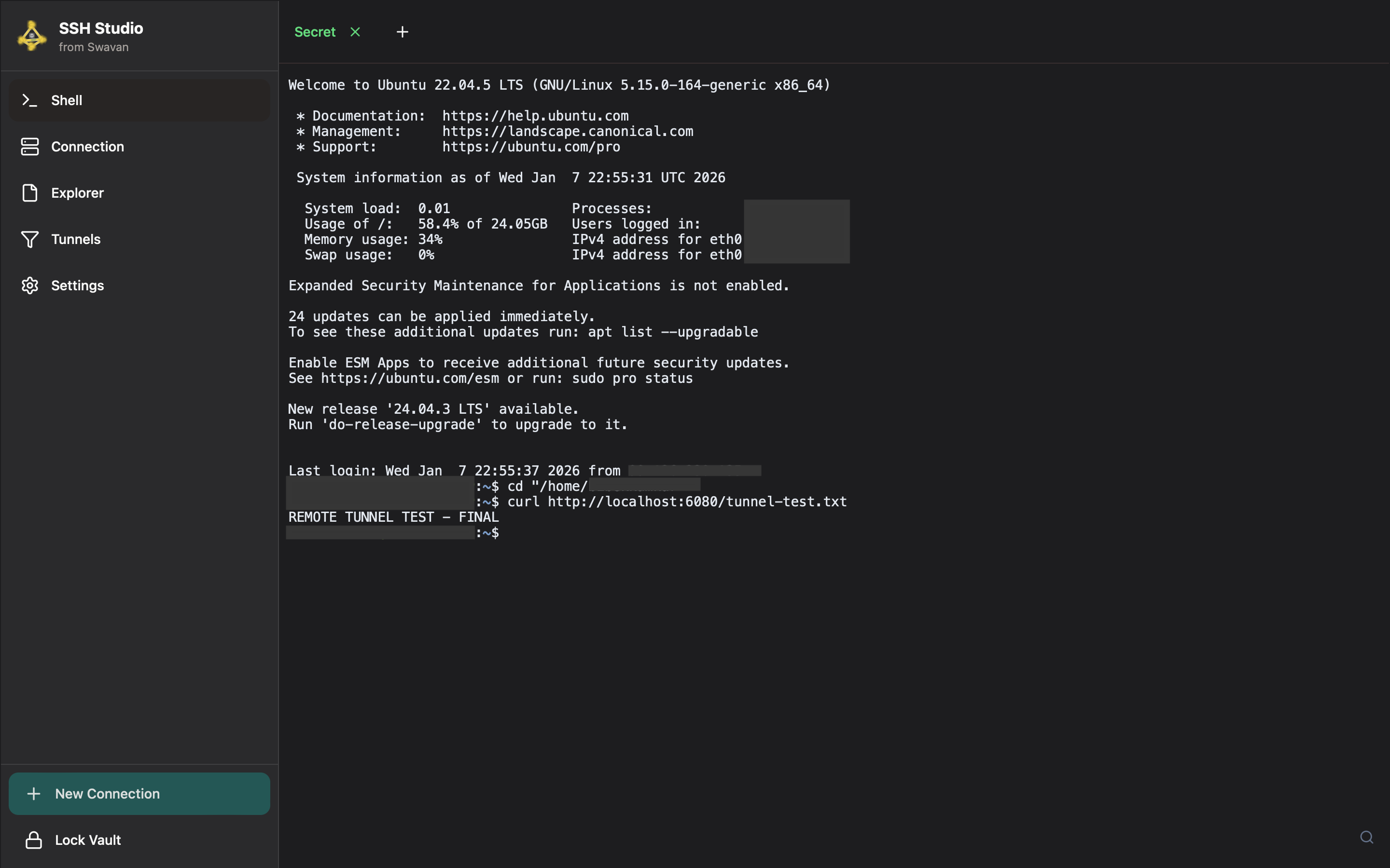 Remote Tunnel Working